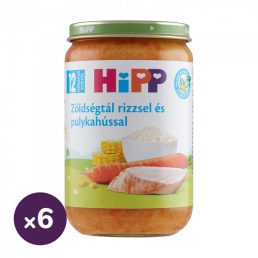   Hipp BIO zöldségtál rizzsel és pulykahússal, 12 hó+ (6x220 g)