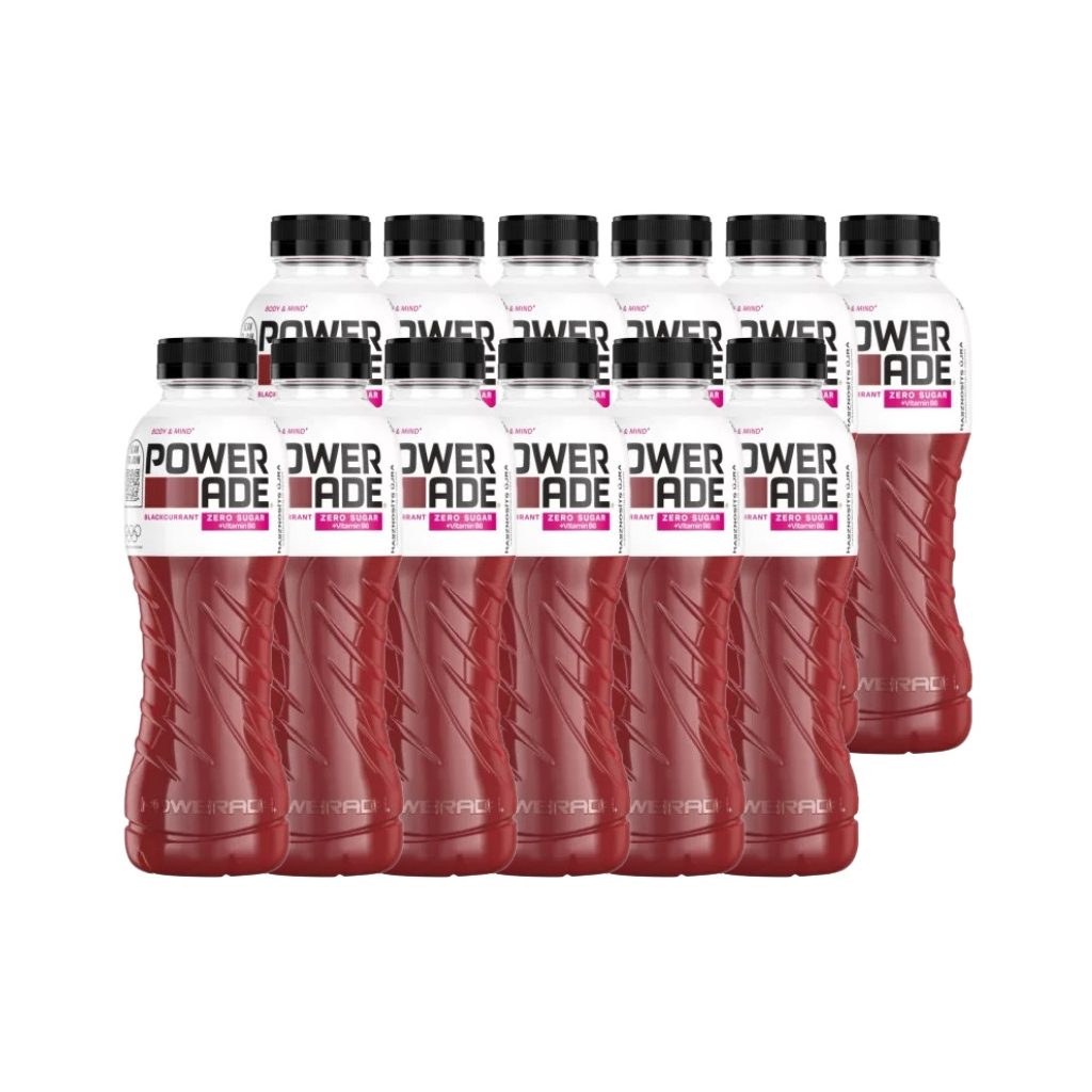 Powerade Body&Mind fekete ribizli ízű szénsavmentes energiamentes üdítőital édesítőszerrel (12x500 ml)
