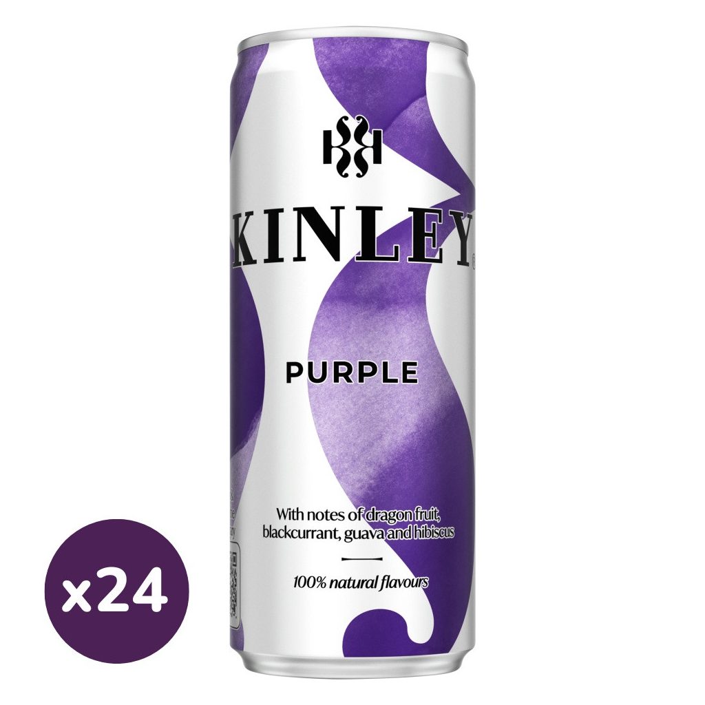 Kinley Purple vegyes gyümölcs ízű szénsavas üdítőital cukorral és édesítőszerekkel (24x250 ml)