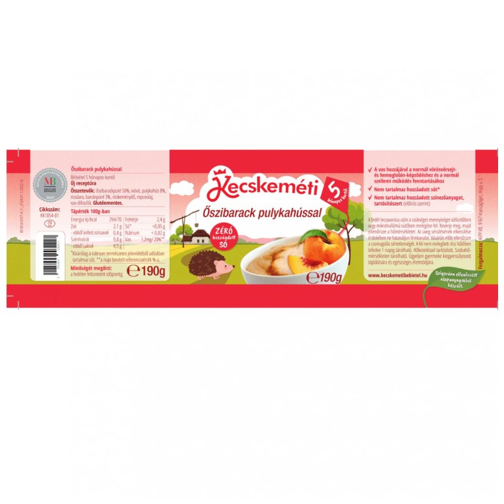 Kecskeméti őszibarack pulykahússal, 5 hó+ (6x190 g)