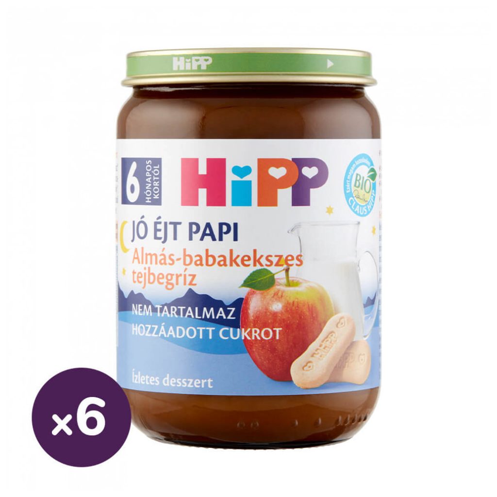 Hipp BIO jó éjt papi almás-babakekszes tejbegríz, 6 hó+ (6x190 g)