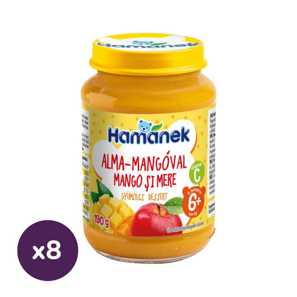 Hamánek bébidesszert alma-mangó, 6 hó+ (8x190g)