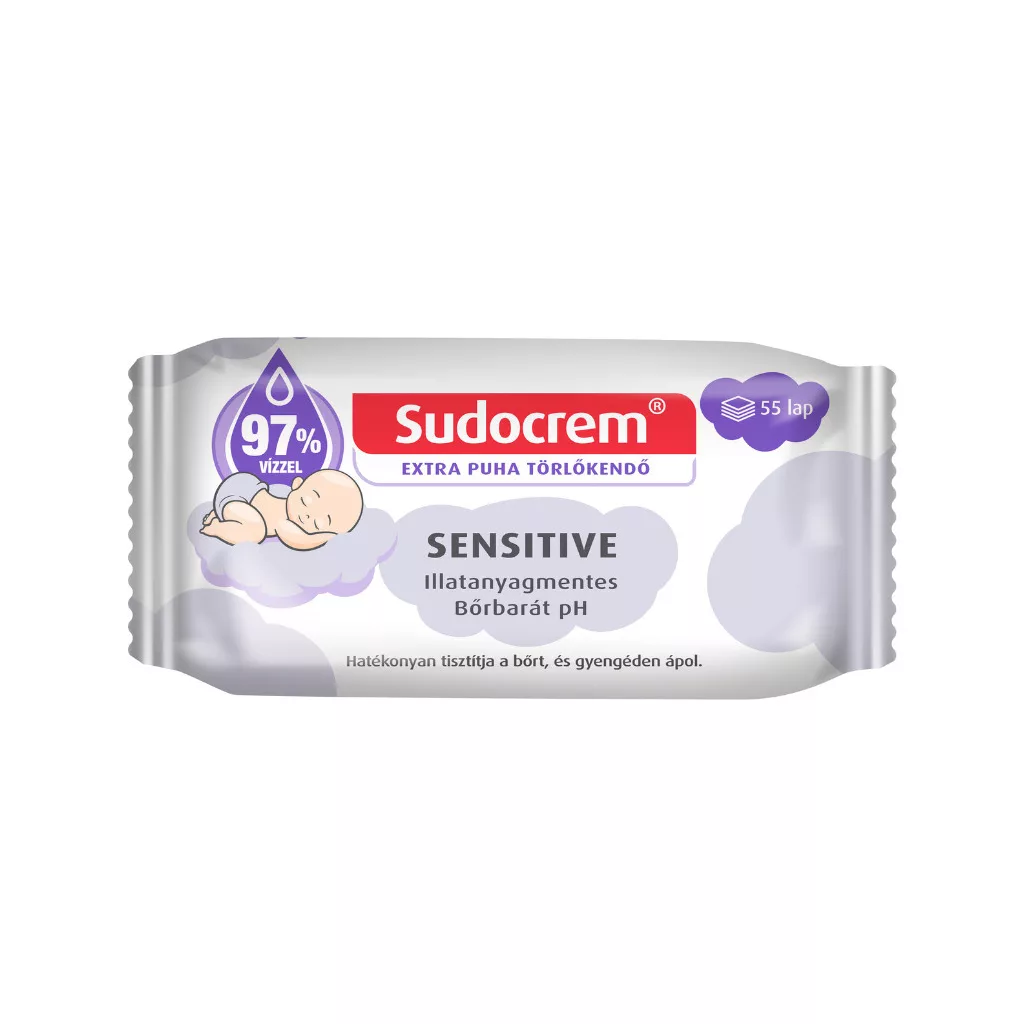 CSOMAGOLÁSSÉRÜLT - Sudocrem Sensitive nedves törlőkendő 16x55 db