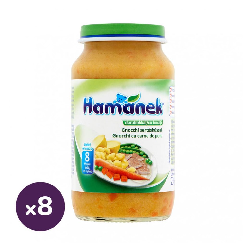 Hamánek bébiétel gnocchi sertéshúsdarabokkal, 8 hó+ (8x230 g)