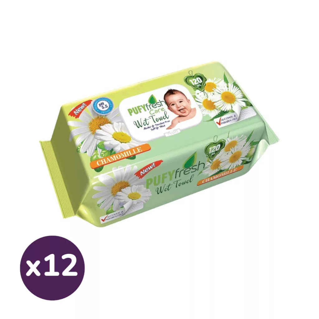 Pufy Fresh Care kupakos nedves törlőkendő kamillával 12x120 db