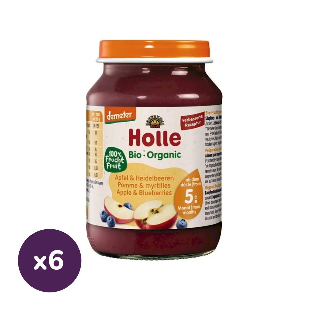 Holle bio bébiétel alma-feketeáfonya (6x190 g)