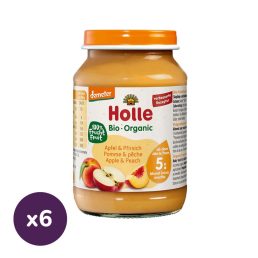Holle bio bébiétel őszibarack-alma (6x190 g)