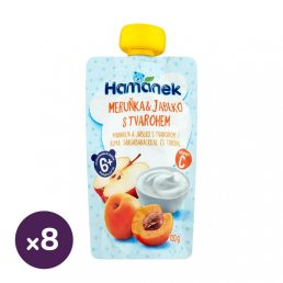   Hamánek tasakos gyümölcspüré alma- sárgabarack-túróval, 6 hó+ (8x100 g)