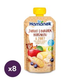   Hamánek tasakos gyümölcspüré alma-banán-áfonya kölessel, 6 hó+ (8x100 g)