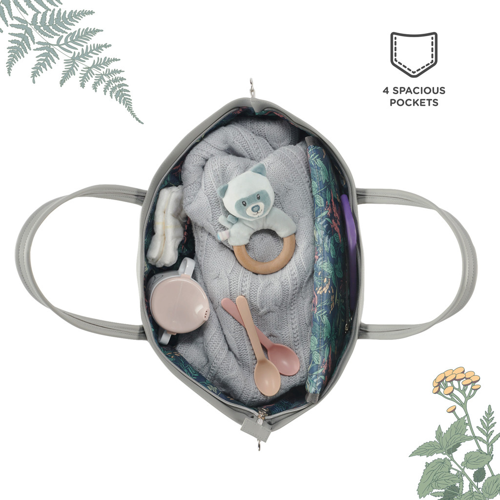 KINDERKRAFT SELECT Pelenkázótáska Treasurebag Light Grey Nature Vibes, Premium