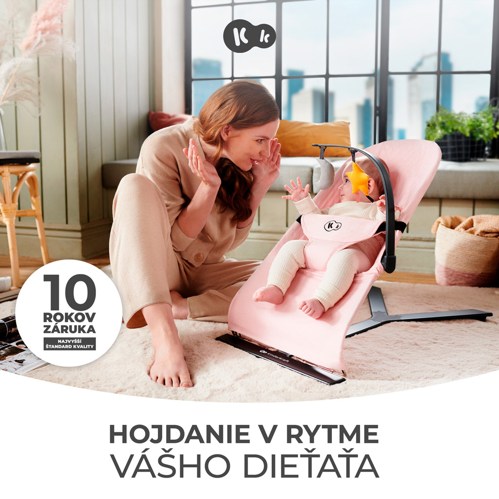 KINDERKRAFT Pihenőszék hintázó Mimi Grey, 9 kg-ig