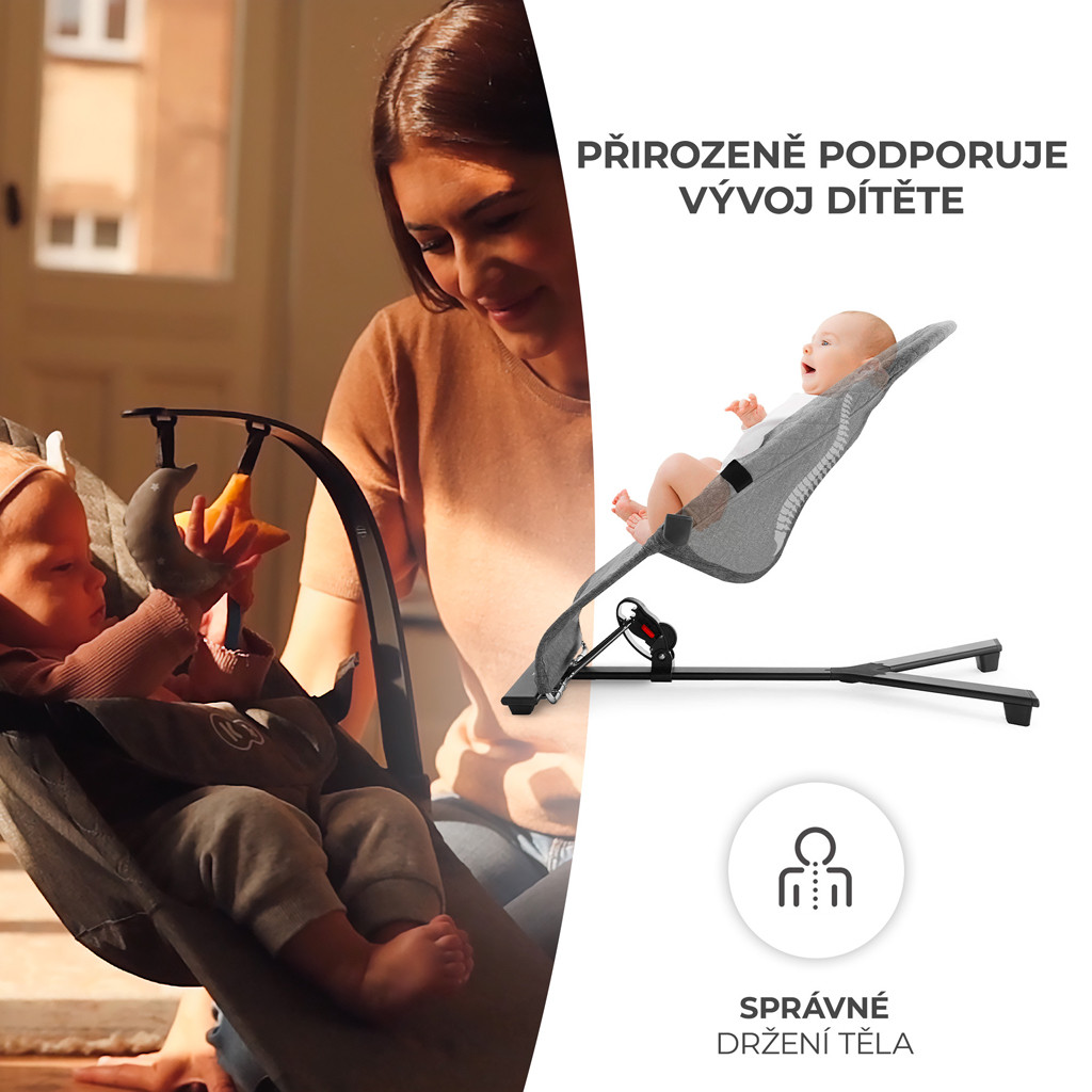 KINDERKRAFT Pihenőszék hintázó Mimi Grey, 9 kg-ig