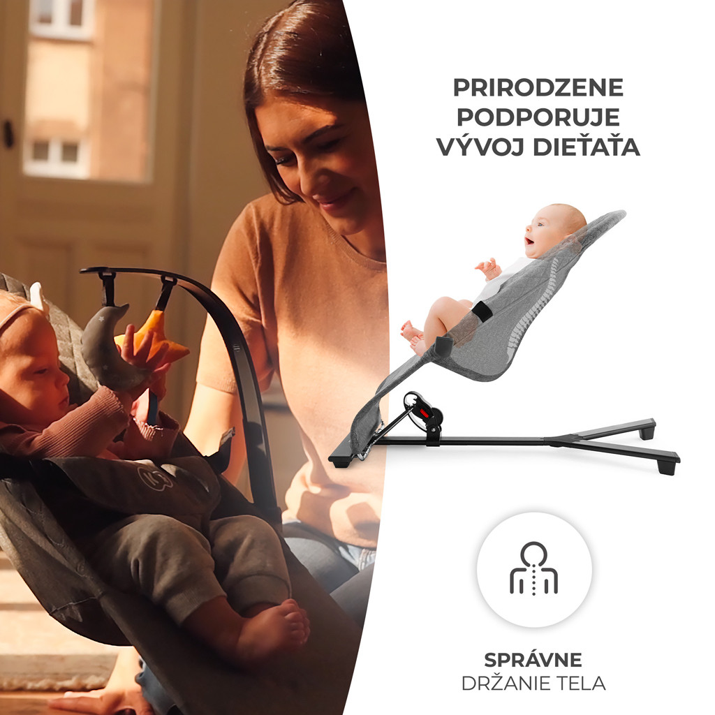 KINDERKRAFT Pihenőszék hintázó Mimi Grey, 9 kg-ig