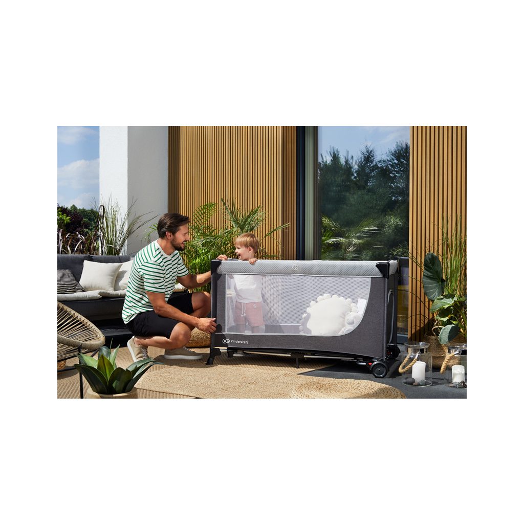 KINDERKRAFT SELECT Utazóágy Leody Grey, Premium