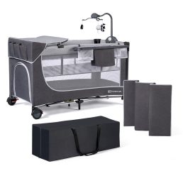   KINDERKRAFT SELECT Utazóágy Leody kiegészítőkkel Leody Grey, Premium