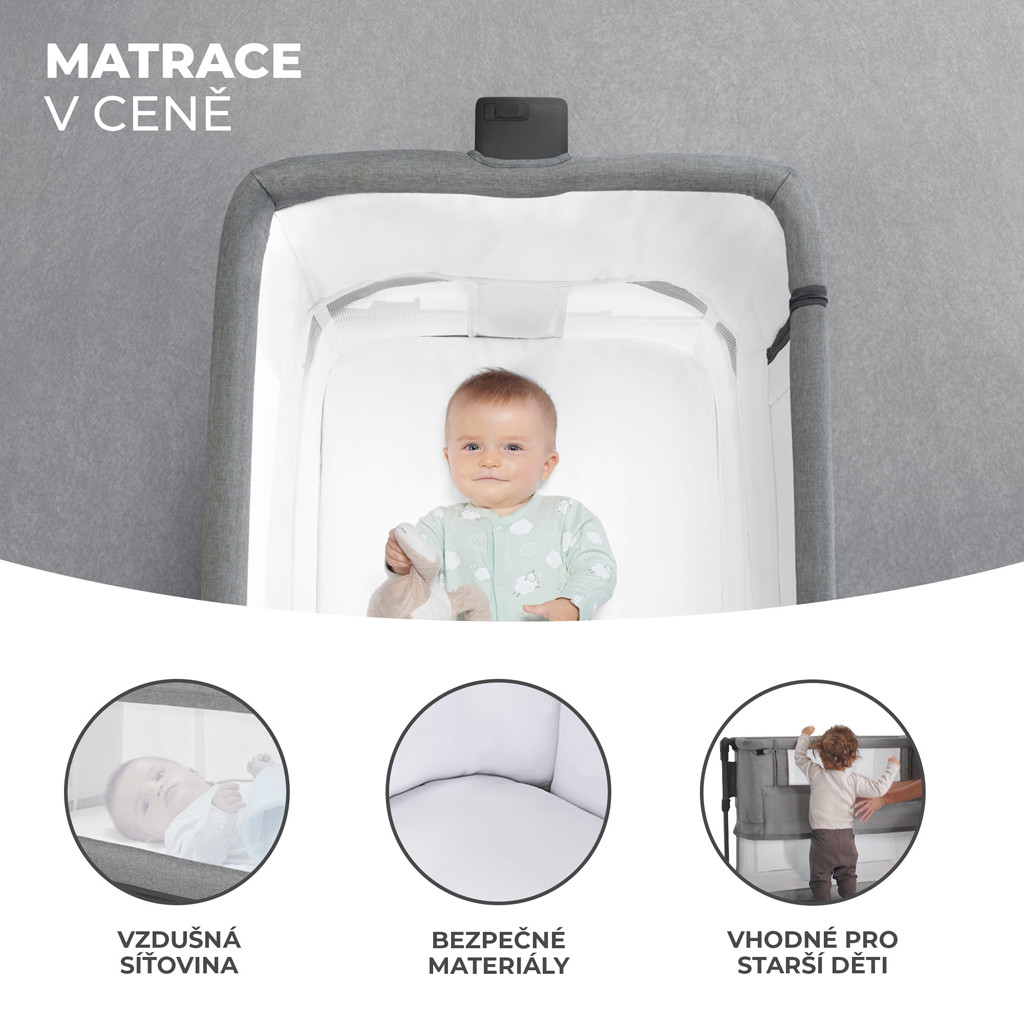 KINDERKRAFT Állítható magasságú gyermekágy Neste grow Light Grey Full Wood