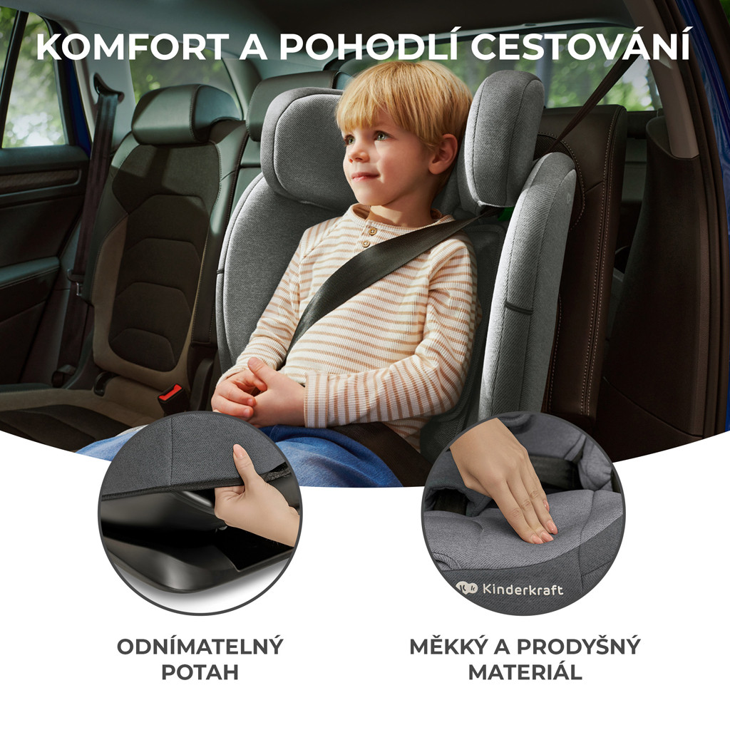 KINDERKRAFT Autósülés Oneto3 i-Size 76-150cm + Isofix Cool grey