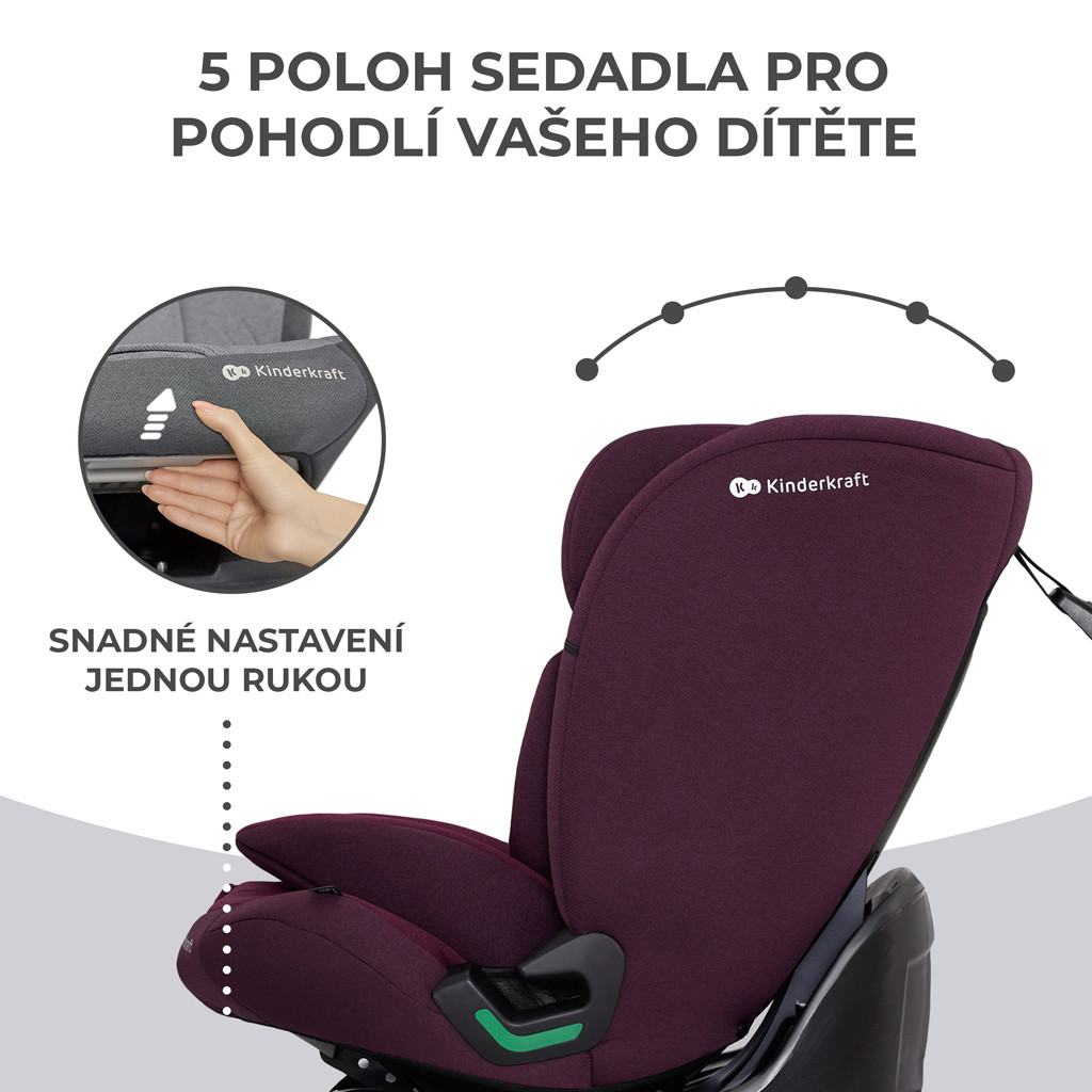 KINDERKRAFT Autósülés Oneto3 i-Size 76-150cm + Isofix Cherry pearl