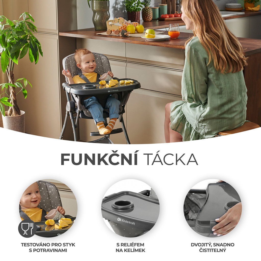 KINDERKRAFT Etetőszék Foldee Pink