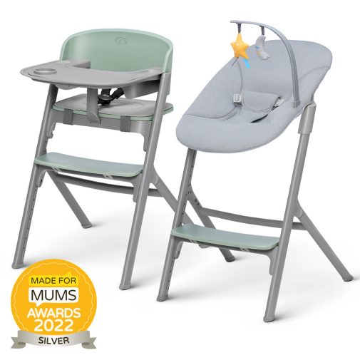 KINDERKRAFT SELECT Szett etetőszék Livy Olive Green + pihenőszék Calmee, Premium