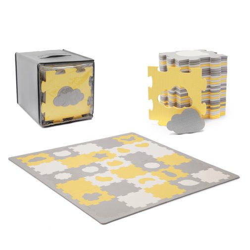 KINDERKRAFT Habosított puzzle alátét Luno Shapes 185 x 165 cm Sárga, 30db, Prémium