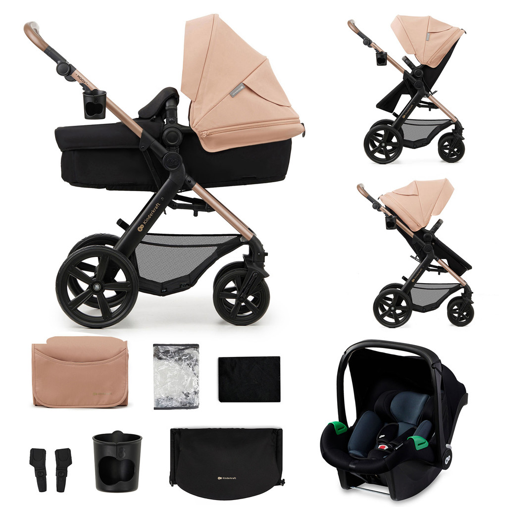 KINDERKRAFT Babakocsi kombinált Moov 2 3v1 Sand Beige - habkerekek