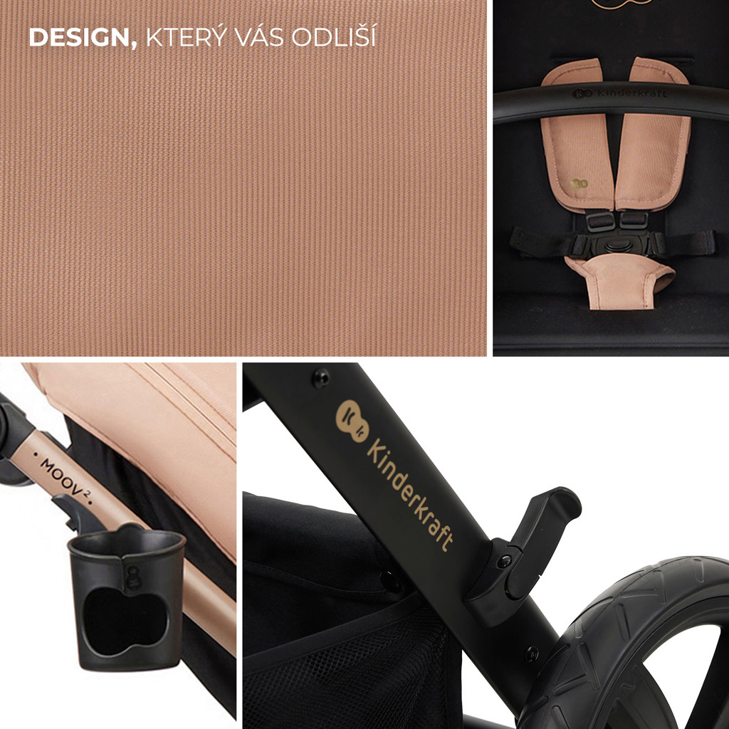 KINDERKRAFT Babakocsi kombinált Moov 2 3v1 Sand Beige - habkerekek