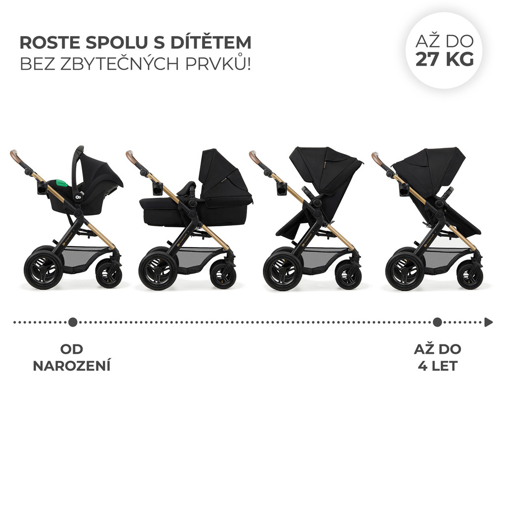 KINDERKRAFT Babakocsi kombinált  Moov 2 Air 3 az 1-ben Pure Black