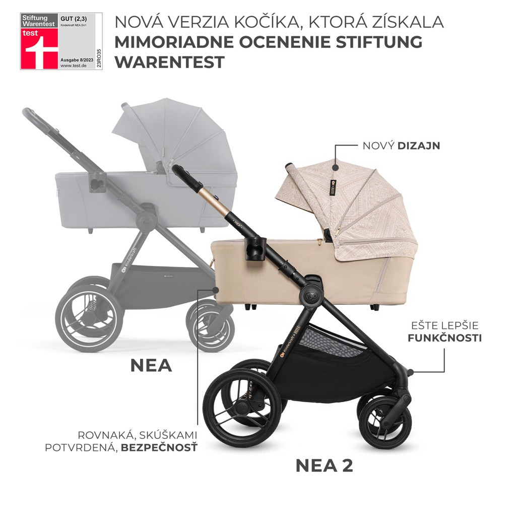 KINDERKRAFT Kombinált babakocsi Nea 2 2 az 1-ben Dune Whisper Bizuu