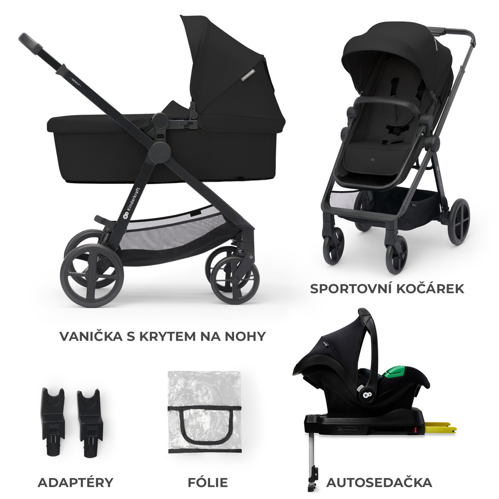 KINDERKRAFT Babakocsi kombinált 4 az 1-ben Newly Classic Black + Mink PRO