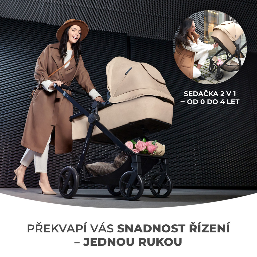 KINDERKRAFT Babakocsi kombinált 4 az 1-ben Newly Classic Grey + Mink PRO