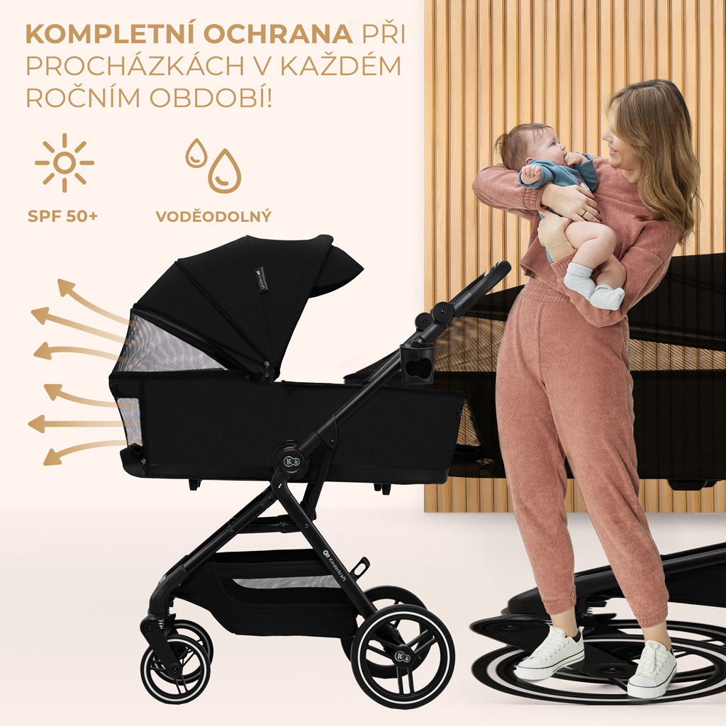 KINDERKRAFT SELECT Yoxi 2v1 Pure Black kombinált babakocsi