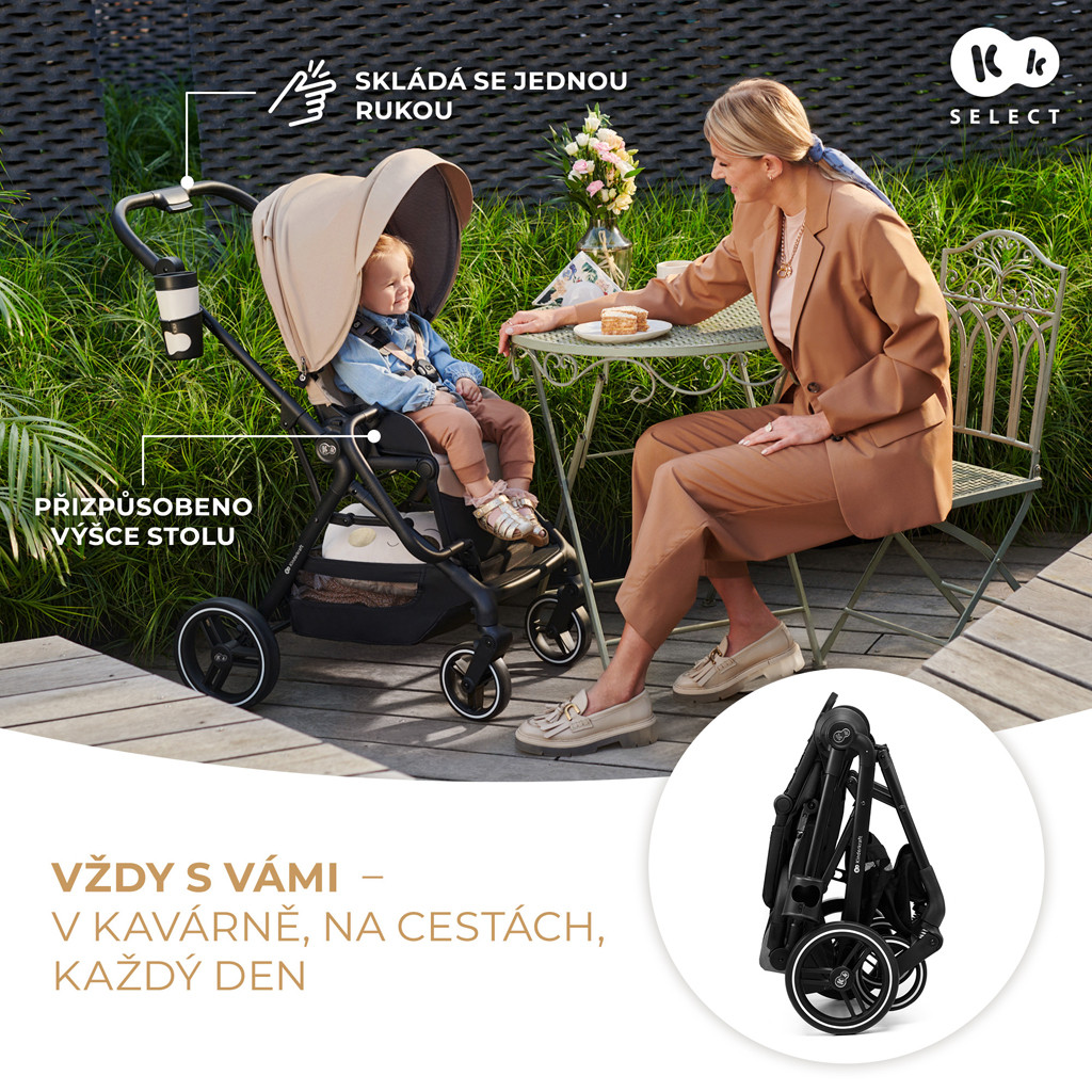 KINDERKRAFT SELECT Yoxi 2v1 Pure Black kombinált babakocsi