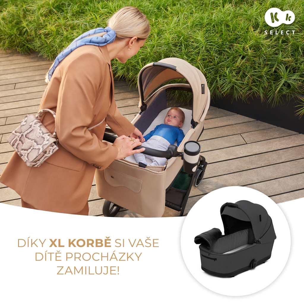 KINDERKRAFT SELECT Yoxi 2v1 kombinált babakocsi Moonlight Grey
