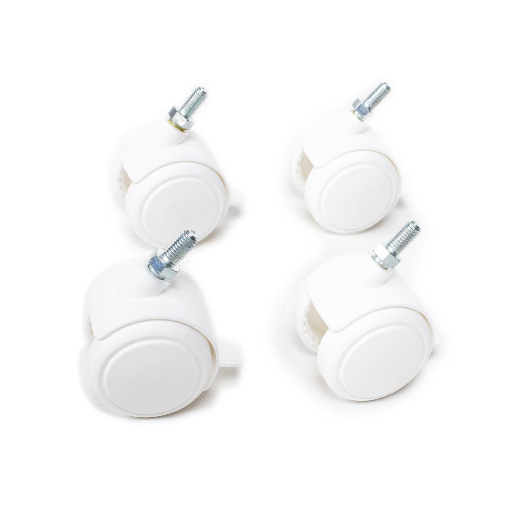 MIMIKO Kerekek biztosítóval fehér a kiságyhoz