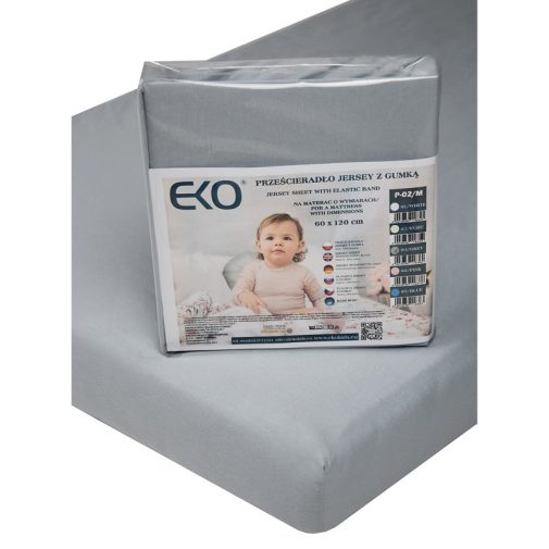 EKO Lepedő gumírozott jersey szürke 120x60 cm