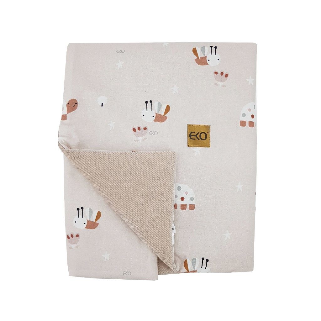 EKO Takaró pamutból VELVET méhek bézs 100x80 cm belső béléssel