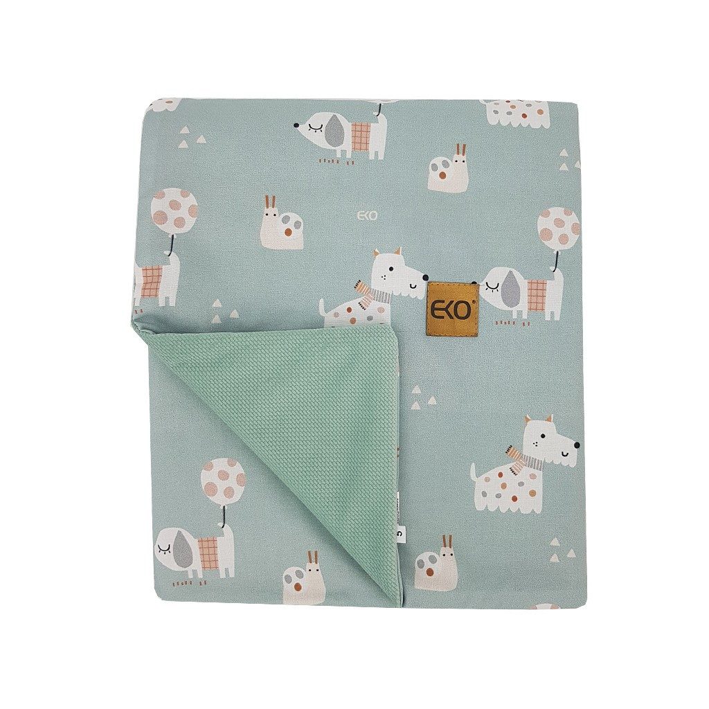 EKO Takaró pamutból VELVET Dogs Mint béléssel 100x80 cm