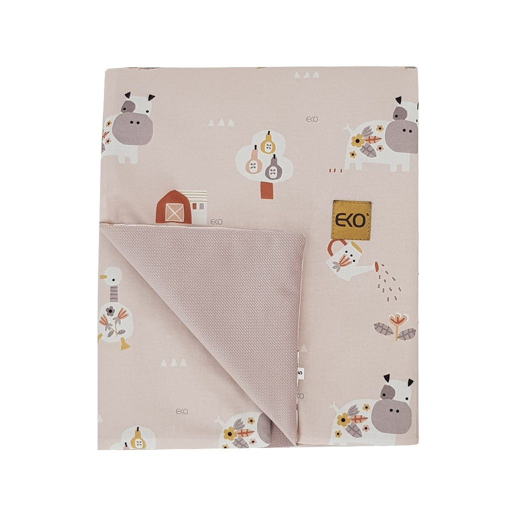 EKO Takaró pamutból VELVET béléssel My farma Powder pink 100x80 cm
