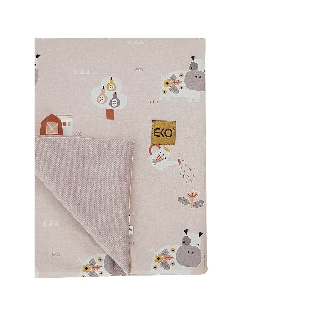 EKO Takaró pamutból VELVET béléssel My farma Powder pink 100x80 cm
