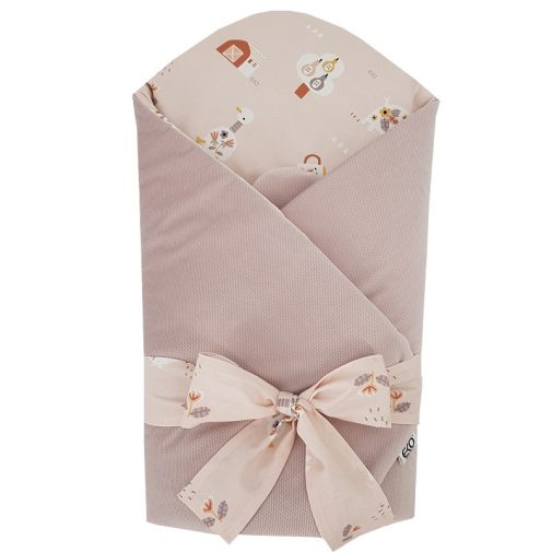 EKO Takaró pamutból kókusz kivehető betéttel VELVET My farm Powder pink 75x75 cm