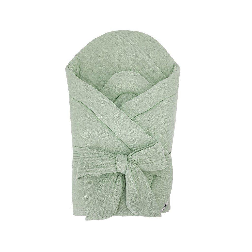 EKO Muszlin pólya kókusz kivehető betéttel és masnival Mentol 75x75 cm