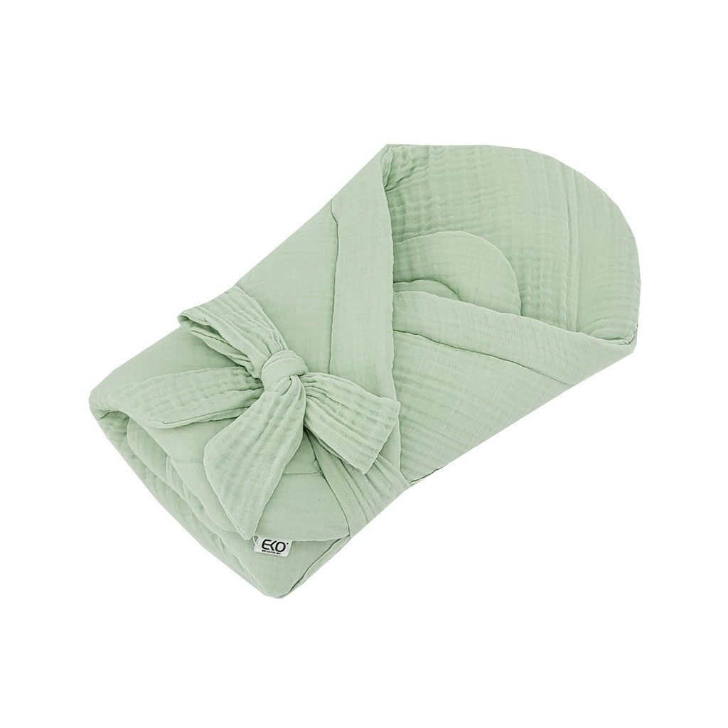 EKO Muszlin pólya kókusz kivehető betéttel és masnival Mentol 75x75 cm