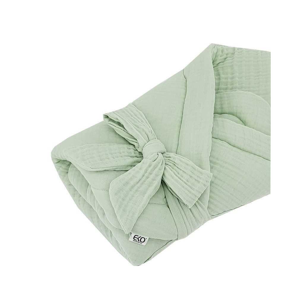 EKO Muszlin pólya kókusz kivehető betéttel és masnival Mentol 75x75 cm