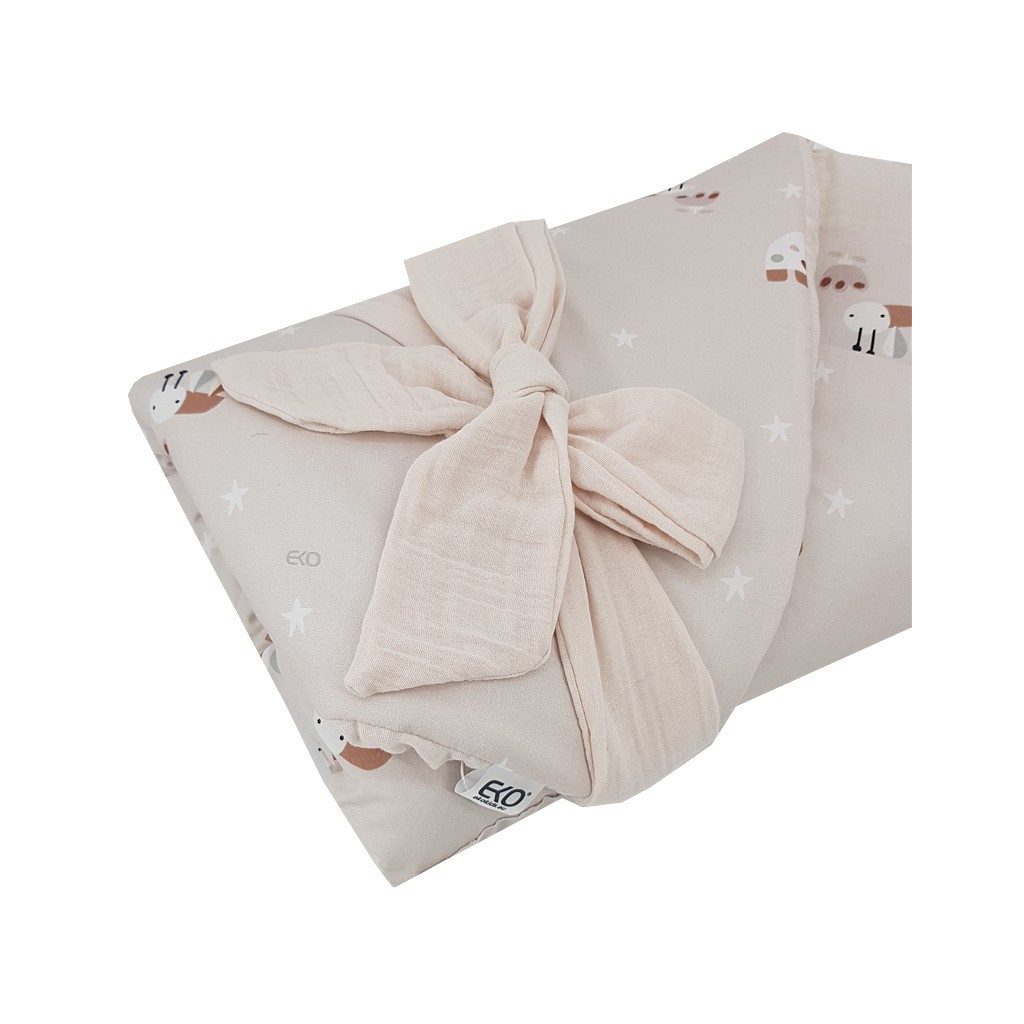 EKO Muszlin pólya kókusz kivehető betéttel Bees Muselin Beige 75x75 cm