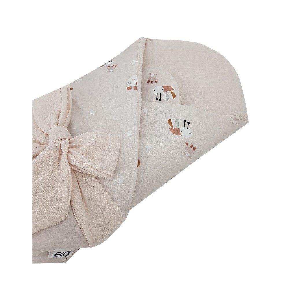 EKO Muszlin pólya kókusz kivehető betéttel Bees Muselin Beige 75x75 cm