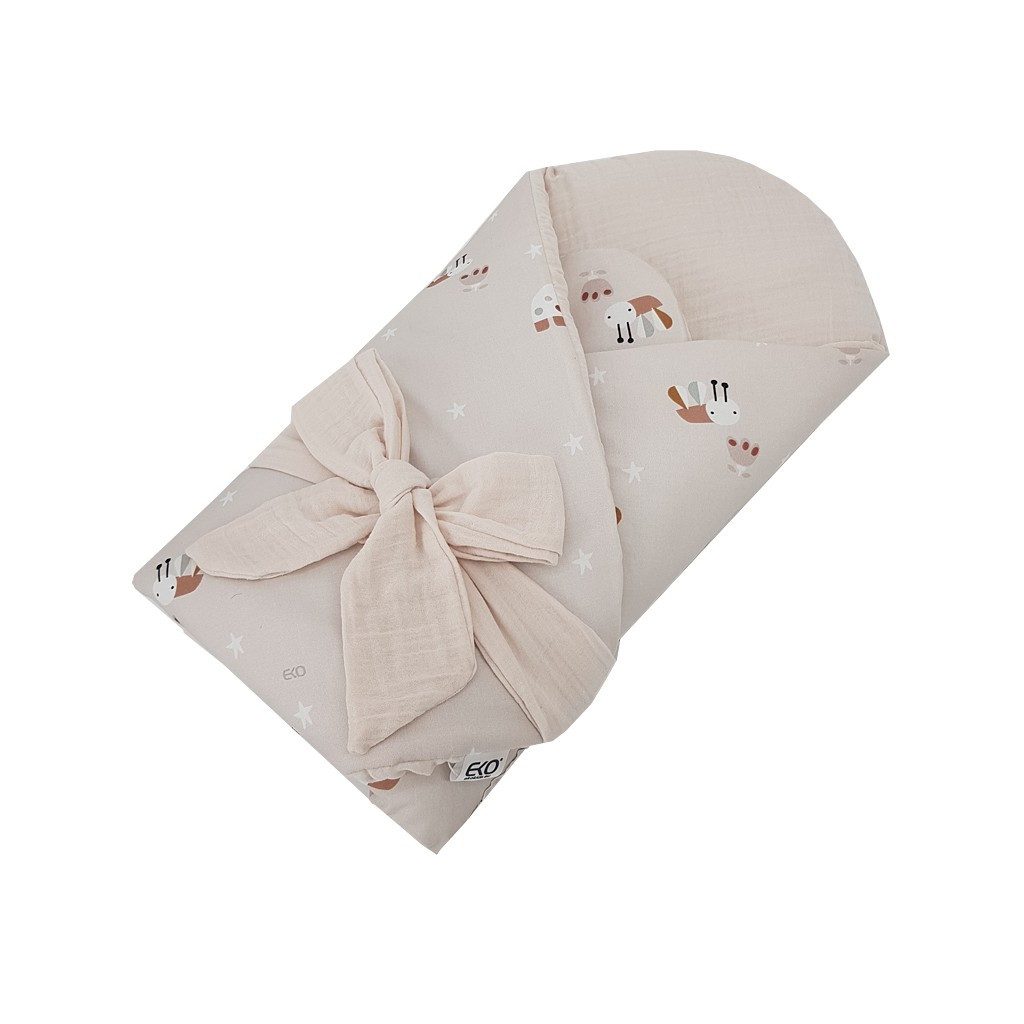 EKO Muszlin pólya kókusz kivehető betéttel Bees Muselin Beige 75x75 cm