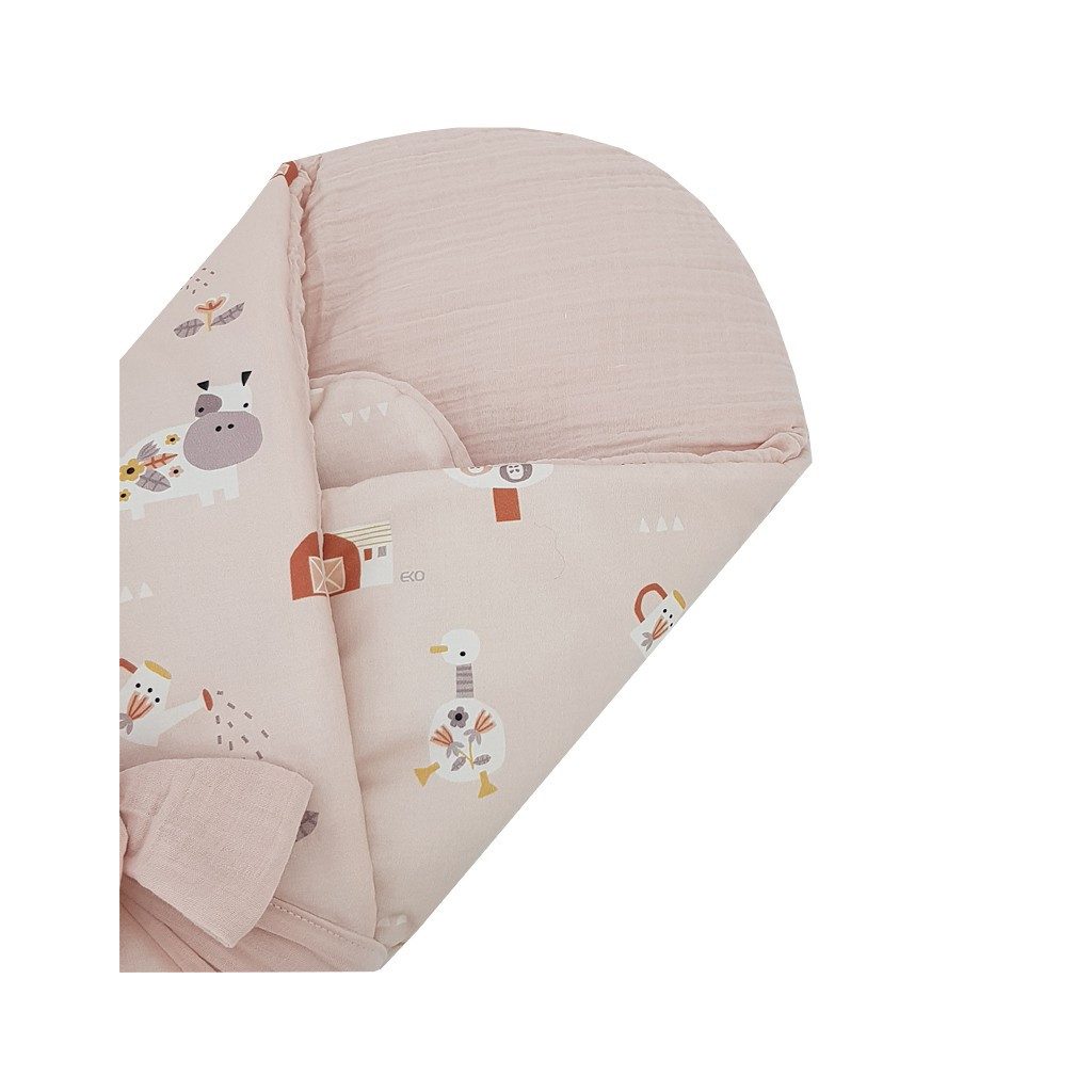 EKO Muszlin pólya kókusz kivehető betéttel My farma Muselin Powder pink 75x75 cm