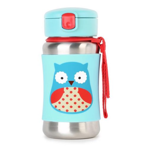 SKIP HOP Zoo Rozsdamentes Acél Szívószálas Vízüveg Bagoly 12h+