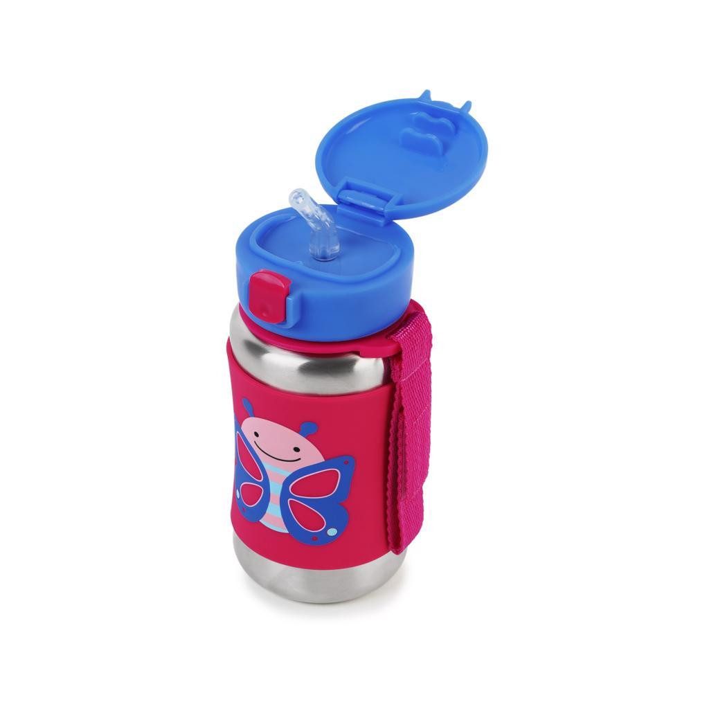 SKIP HOP Zoo Rozsdamentes Acél Szívószálas Vízpalack Pillangó 12m+